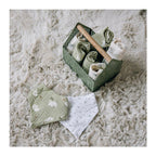 Set 4 lavete, Bubaba, Din muselina, Dimensiune 40x40 cm, Pentru spalarea si ingrijirea fetei si a corpului bebelusului dupa masa sau baita, Green/Beige