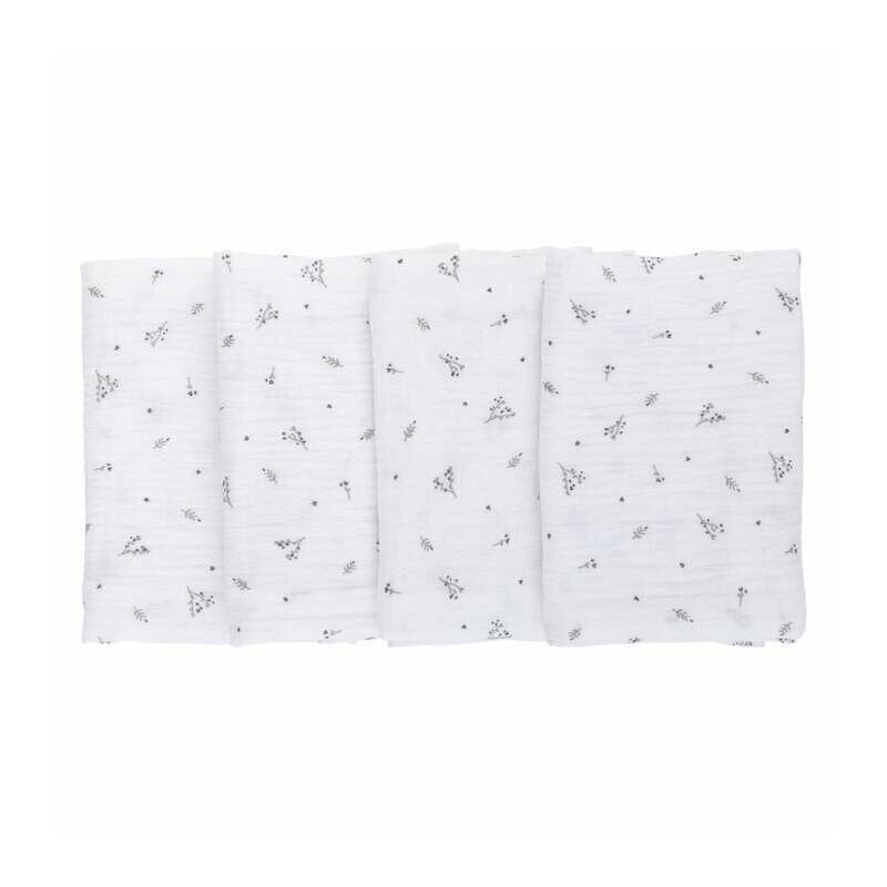 Set 4 lavete din muselina Bubaba 40x40 cm White