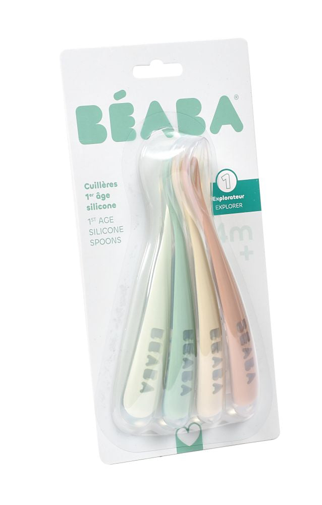 Set 4 Lingurite Silicon Beaba 4 Luni Natural Prima Etapa Diversificare