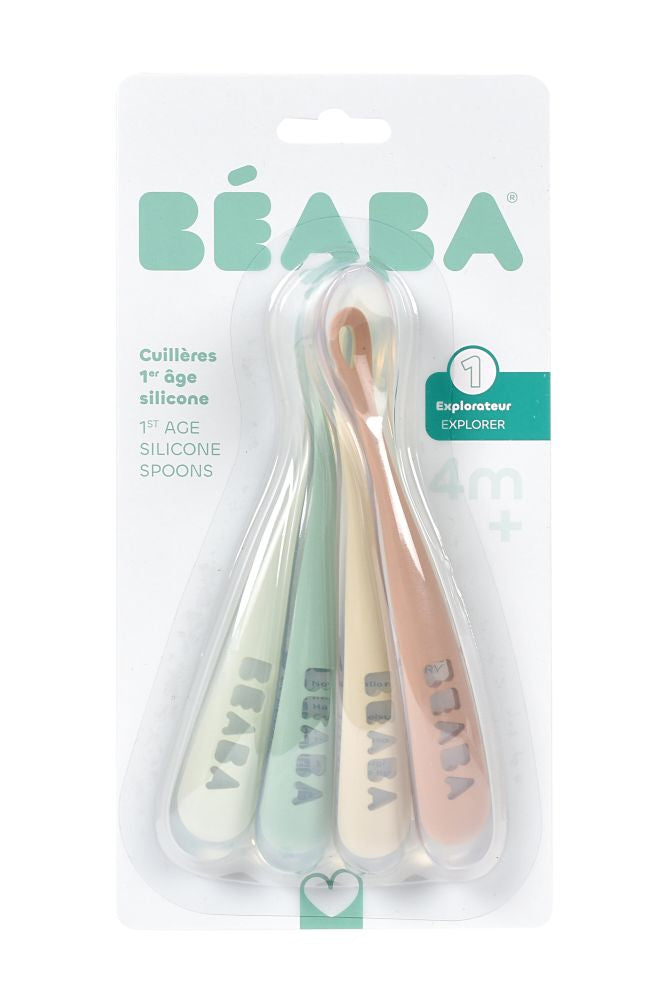 Set 4 Lingurite Silicon Beaba 4 Luni Natural Prima Etapa Diversificare