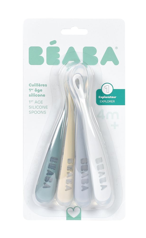 Set 4 Lingurite Silicon Beaba 4 Luni Pebble Prima Etapa Diversificare