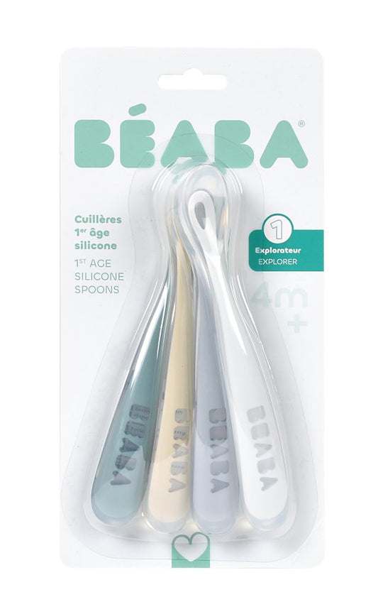 Set 4 Lingurite Silicon Beaba 4 Luni Pebble Prima Etapa Diversificare