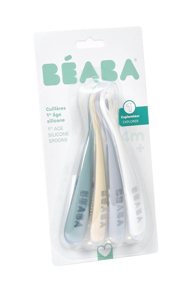 Set 4 Lingurite Silicon Beaba 4 Luni Pebble Prima Etapa Diversificare