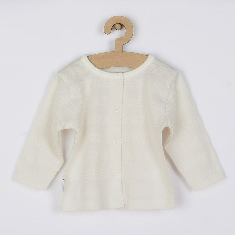 Set 4 piese, New Baby, Include bluza, body cu maneca lunga, salopeta fara maneci, caciulita, Marime 56, Din bumbac 100%, Sweet Bear Beige