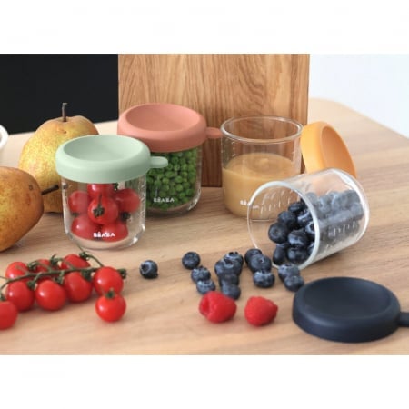 Set 4 recipiente sticla Beaba 250 ml Sunrise Colormix