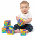 Set 6 cuburi noi pentru baie, Playgro, Cu animalute marine, Dimesiune 7.5 cm fiecare cub, Soft blockes for bath
