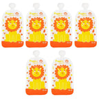 Set 6 pungi reutilizabile pentru hranire Petite&Mars Papoo 150 ml, portocaliu cu leuti, imagine 1