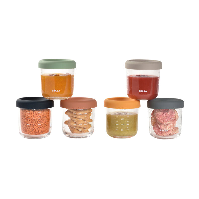 Set 6 recipiente sticla Beaba 250 ml Sunrise Colormix