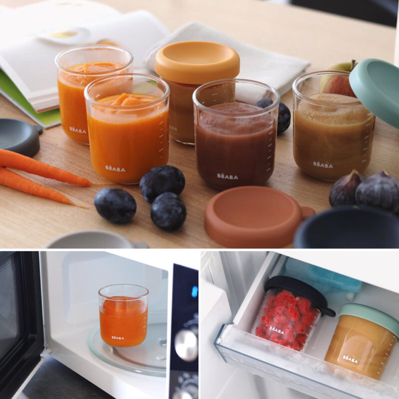 Set 6 recipiente sticla Beaba 250 ml Sunrise Colormix