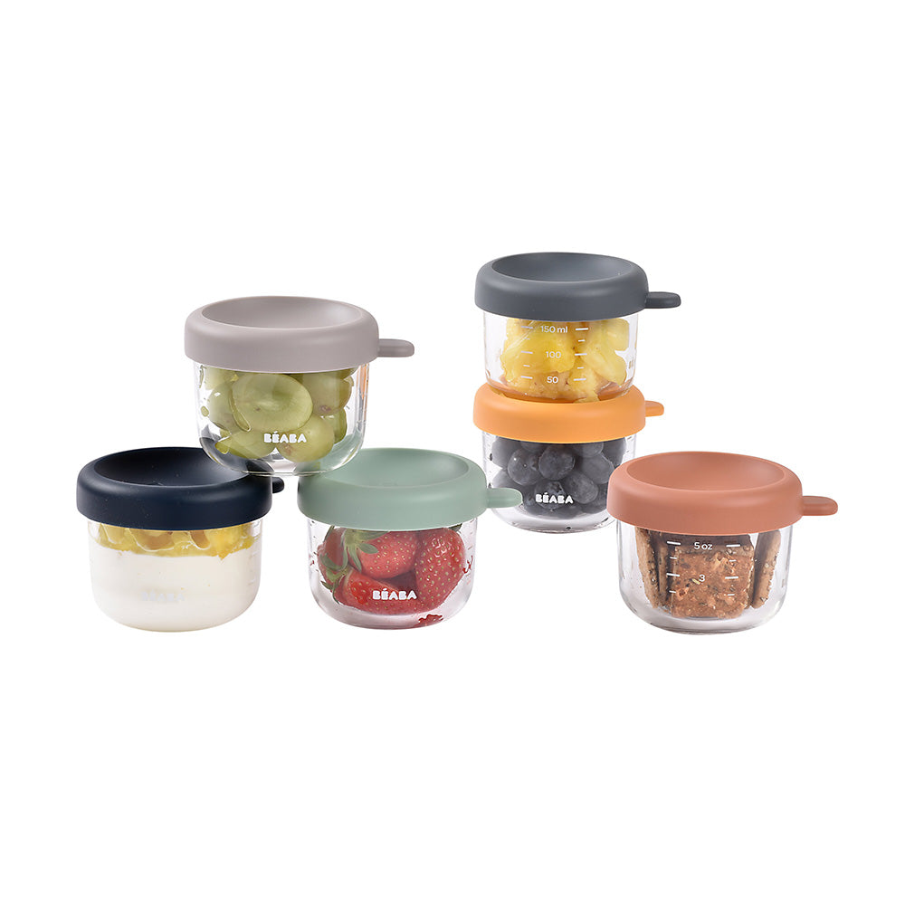 Set 6 recipiente din sticla Beaba 150 ml Sunrise