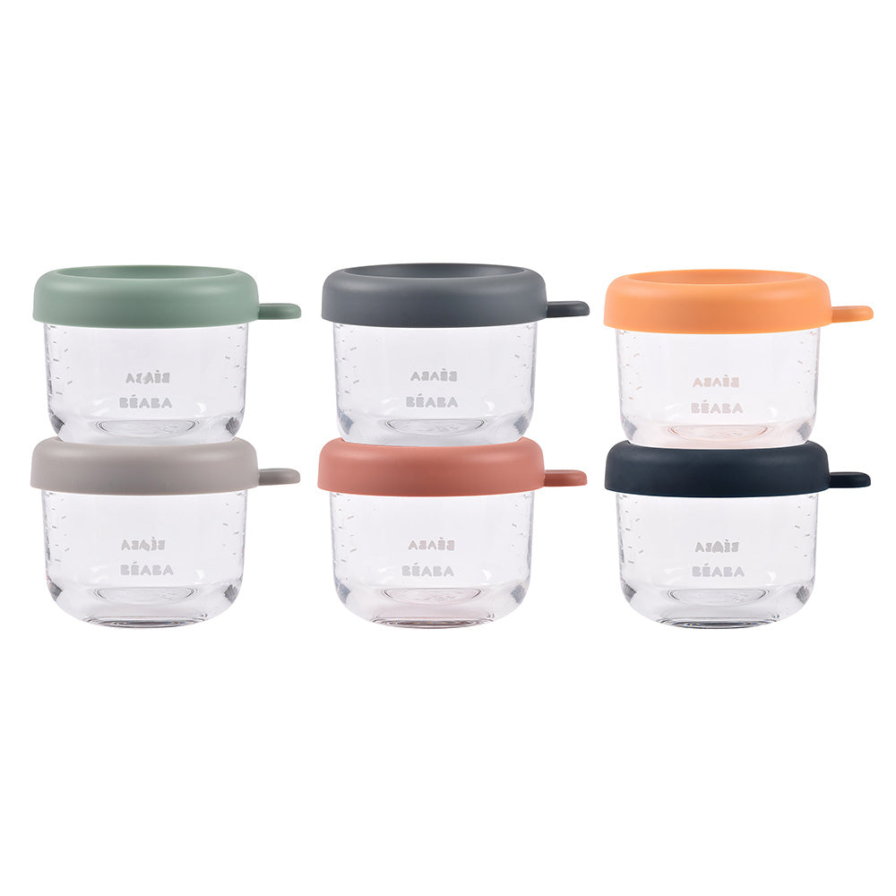 Set 6 recipiente din sticla Beaba 150 ml Sunrise