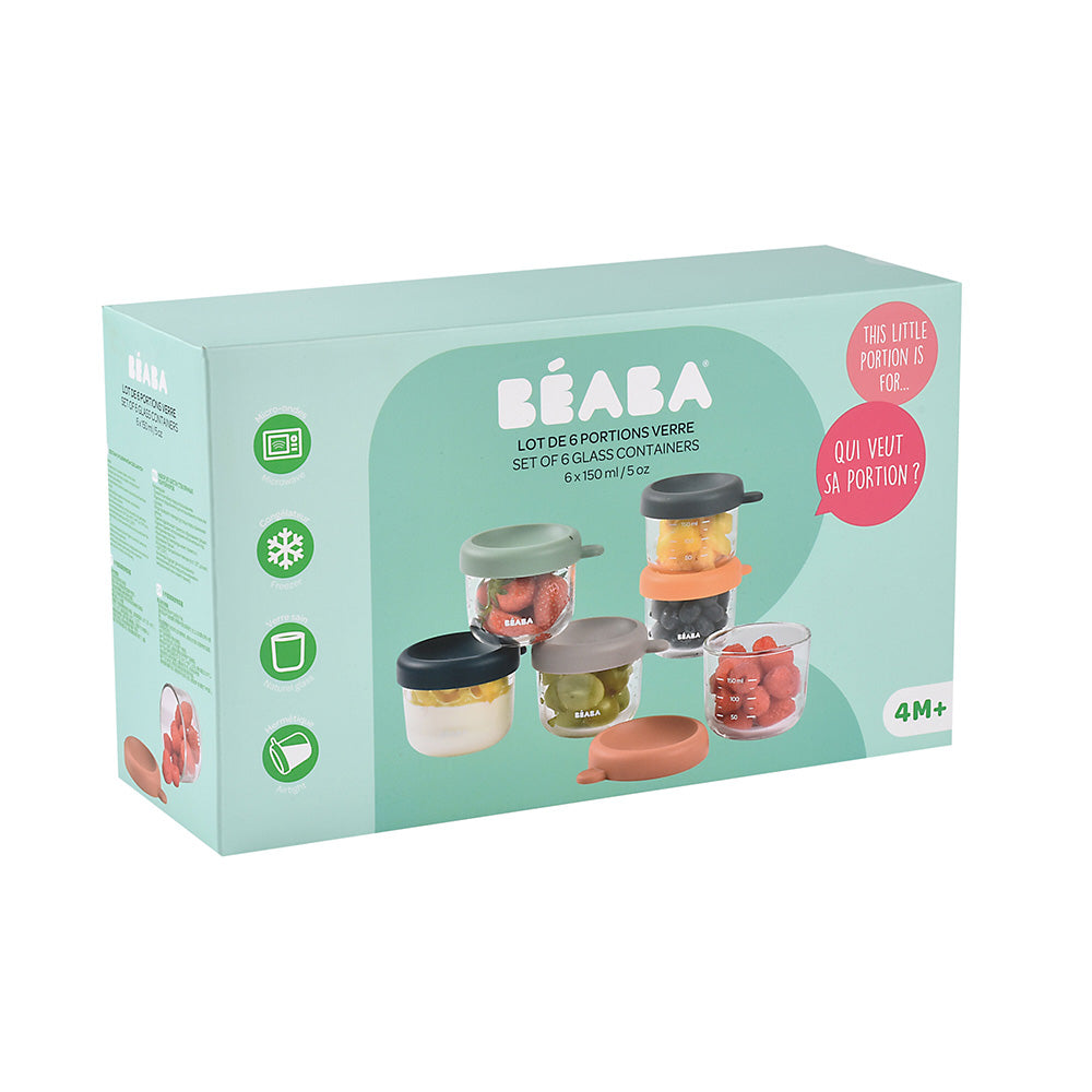 Set 6 recipiente din sticla Beaba 150 ml Sunrise