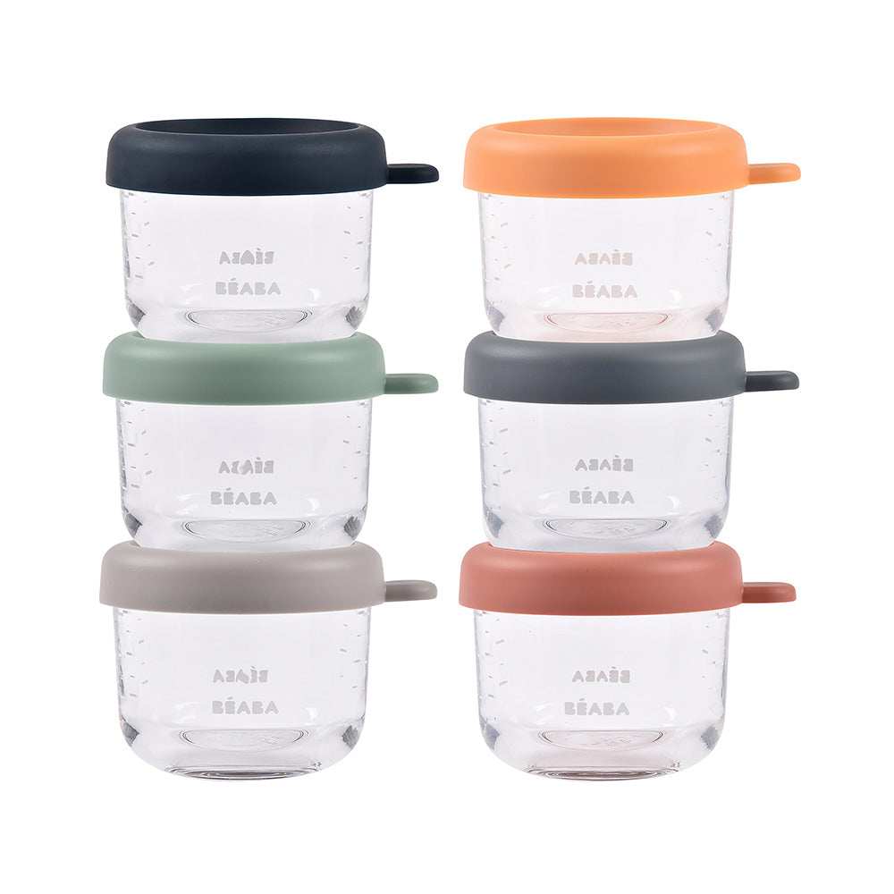 Set 6 recipiente din sticla Beaba 150 ml Sunrise