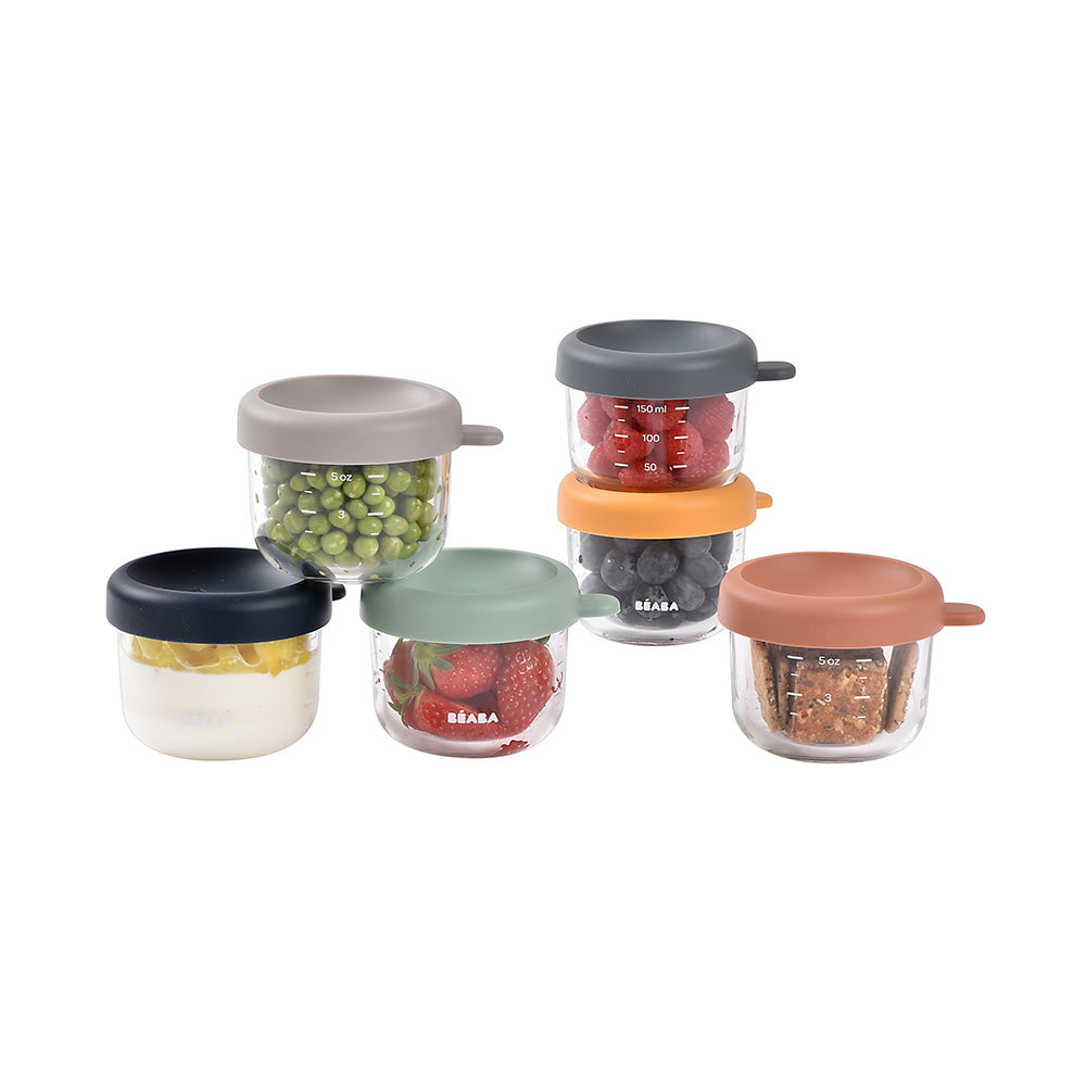 Set 6 recipiente din sticla Beaba 150 ml Sunrise
