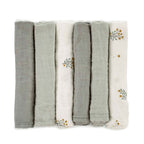 Set 6 scutece, Jane, Din muselina de bambus, Hipoalergenice, 35 x 35 cm, Botanic