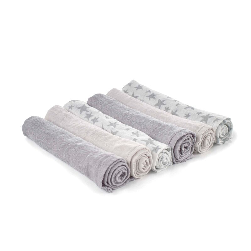 Set 6 scutece, Jane, Din muselina de bambus, Hipoalergenice, 35 x 35 cm, Star