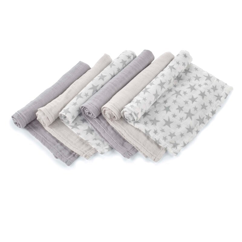 Set 6 scutece, Jane, Din muselina de bambus, Hipoalergenice, 35 x 35 cm, Star