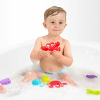 Set 7 animalute de baie Playgro Floating Sea Friends New Blue fara gauri cu gentuta