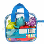Set 7 animalute de baie Playgro Floating Sea Friends New Blue fara gauri cu gentuta
