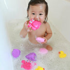 Set 7 animalute de baie, Fara gauri, Cu gentuta pentru transport, Fara BPA, Floating Sea Friends, Playgro, Pink