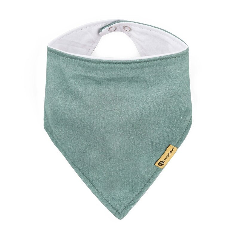 Set 2 Bavete Bandana Petite&Mars Luke Bumbac 100% Reglabile 3 luni+ Bej/Verde