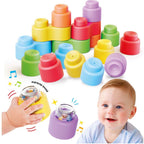 Set blocuri sonore Quercetti Momy Soft Happy Sound, 18 piese – blocuri colorate, blocuri sonore și copil