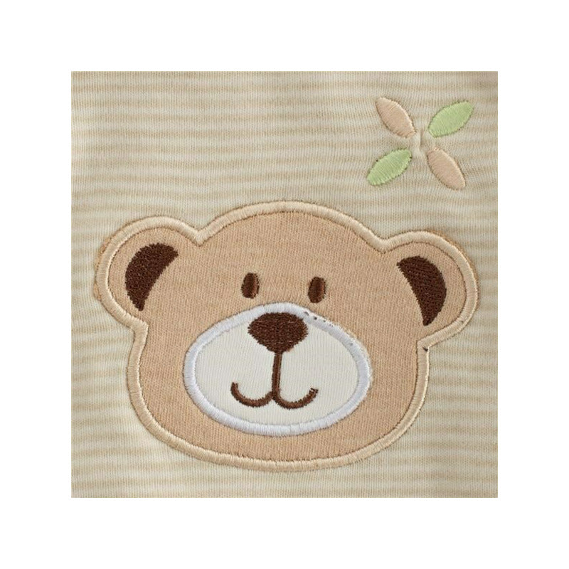 Set cadou New Baby Organic Ursulet, Bej – detaliu al aplicației ursuleț