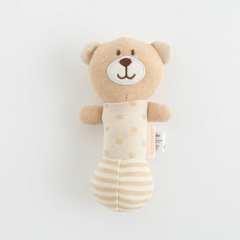 Set cadou 5 piese, New Baby, Din bumbac organic, salopeta, baveta, paturica cu gluga, jucarie, Marime 0 - 3 luni, Beige