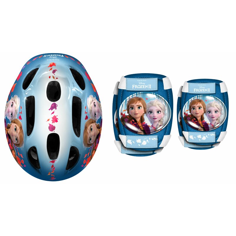 Set casca protectie, genunchiere si cotiere, Stamp, Disney, Sigure si confortabile, Reglabile, Conform cu EN1078, Marime 50/56 cm, 3 ani+, Frozen