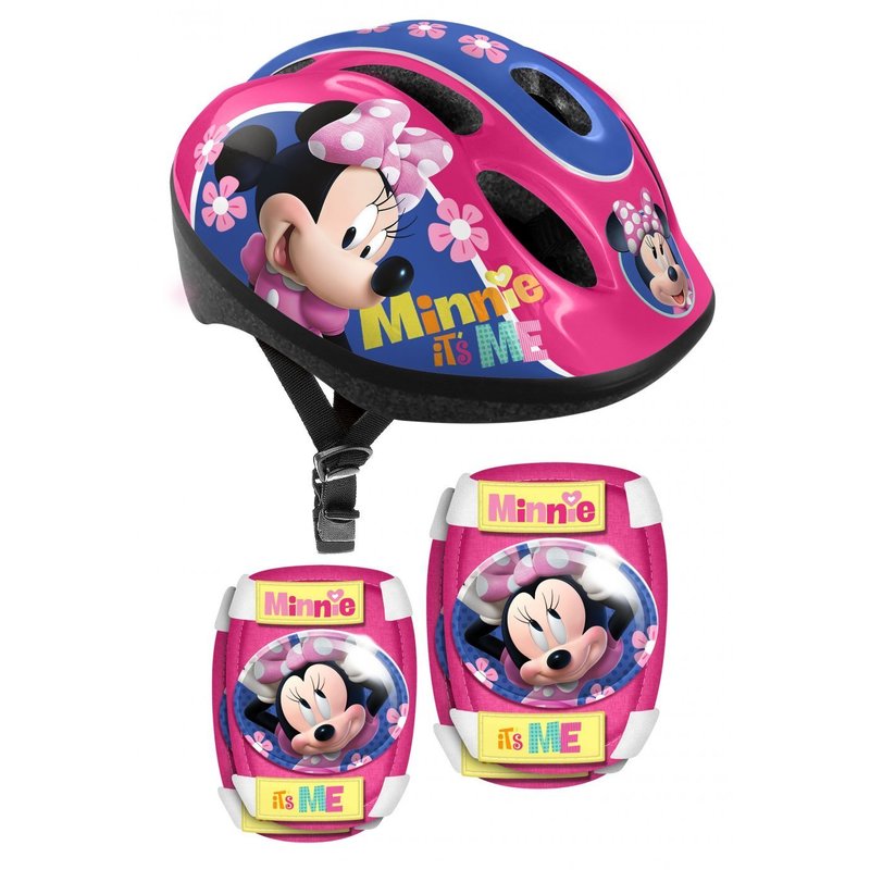 Set casca protectie, genunchiere si cotiere, Stamp, Disney, Sigure si confortabile, Reglabile, Conform cu EN1078, Marime 50/56 cm, 3 ani+, Minnie Mouse