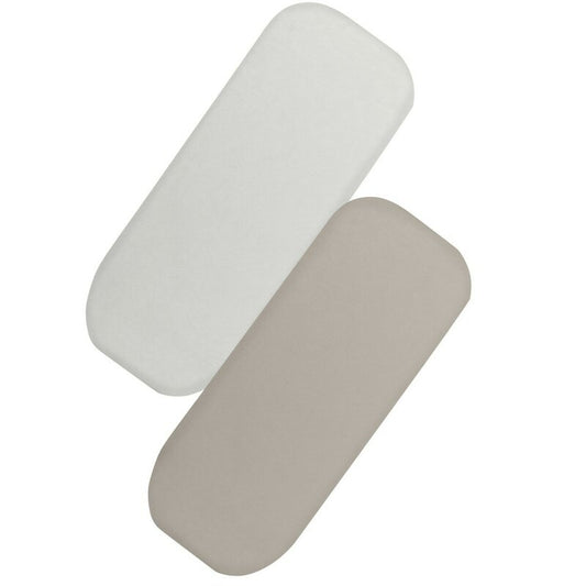 Set cearceafuri cu elastic, Lionelo, 70x28 cm, Pentru landouri si patutul co-sleeper Malin, Pentru saltele de max. 10 cm inaltime, Din bambus, Usor de spalat, 30 grade, Fara calcare, Ecologic, Alb Bej