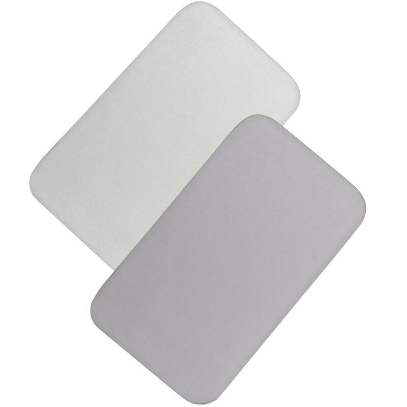 Set cearceafuri cu elastic, Lionelo, 80x42 cm, Pentru co-sleepere, Pentru saltele de max. 10 cm inaltime, Din bambus, Usor de spalat, 30 grade, Fara calcare, Ecologic, Alb Gri