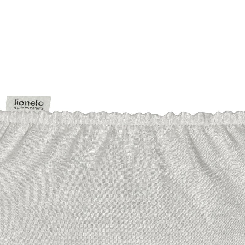 Set cearceafuri cu elastic, Lionelo, 80x42 cm, Pentru co-sleepere, Pentru saltele de max. 10 cm inaltime, Din bambus, Usor de spalat, 30 grade, Fara calcare, Ecologic, Alb/Gri