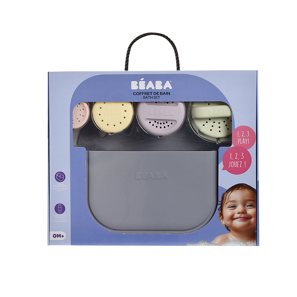 Cos silicon Beaba cu jucarii de baie Pebble