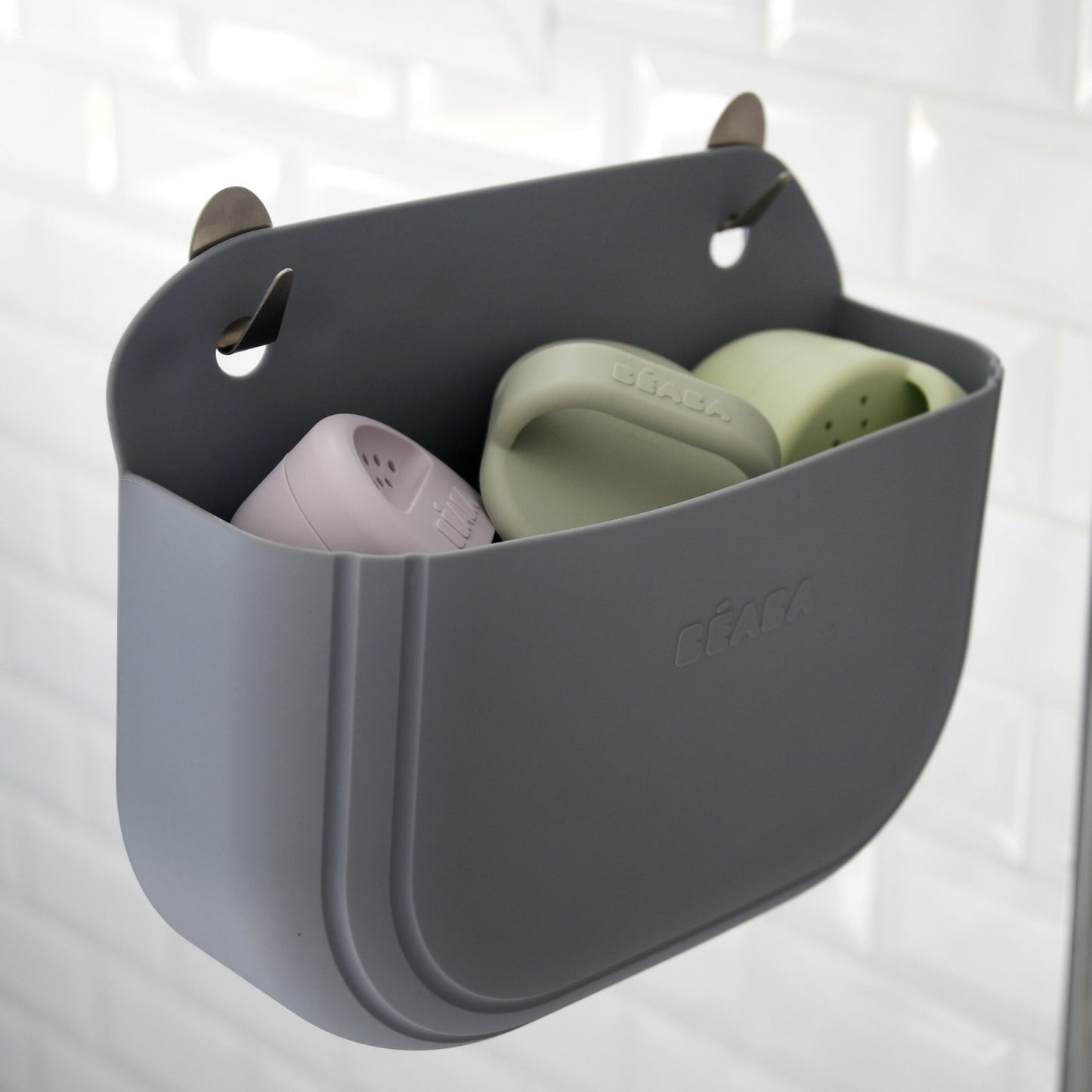 Cos silicon Beaba cu jucarii de baie Pebble
