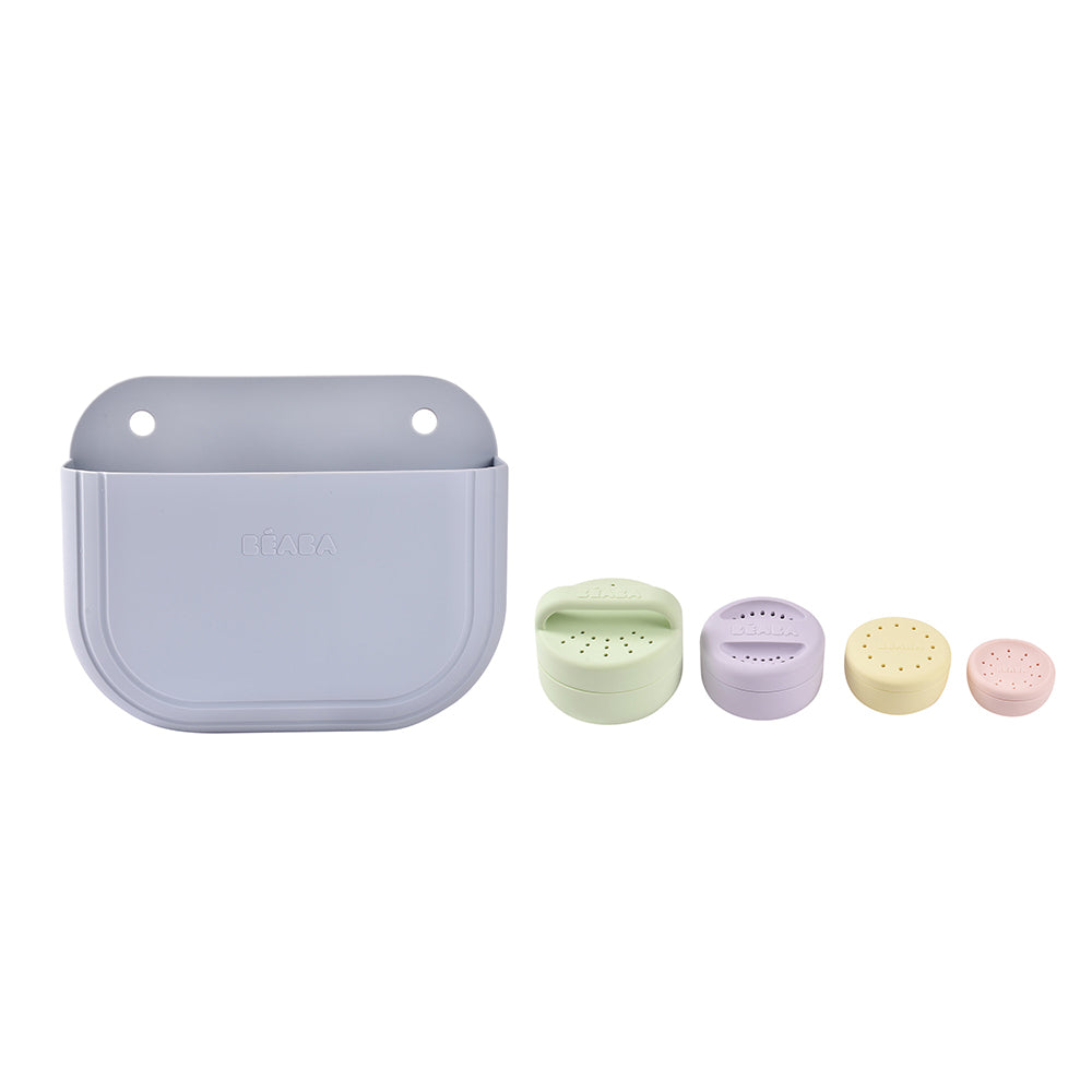 Cos silicon Beaba cu jucarii de baie Pebble