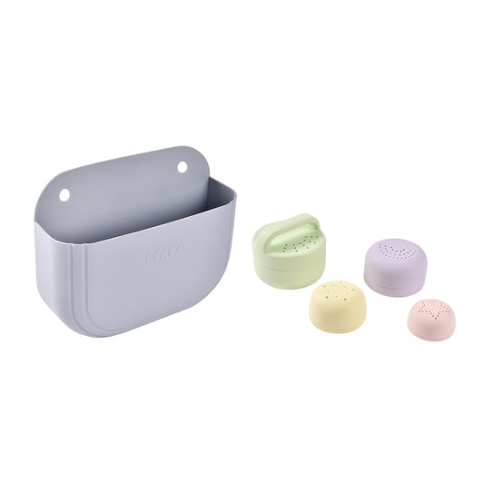 Cos silicon Beaba cu jucarii de baie Pebble