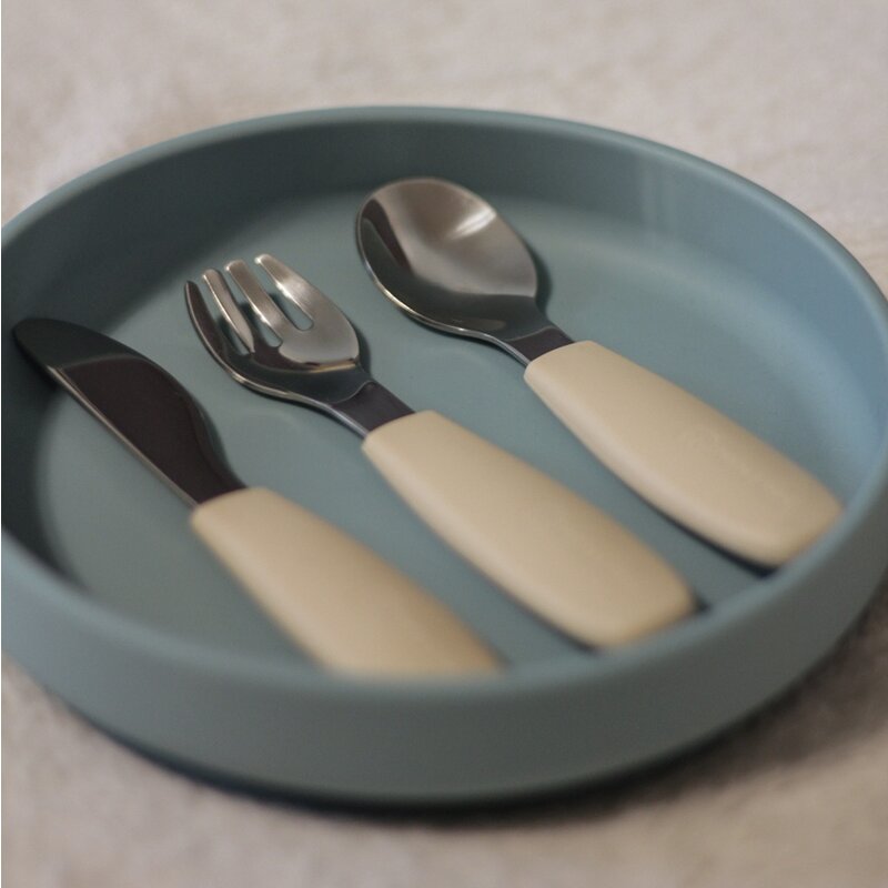 Set complet tacamuri, Petite&Mars, Take&Match, Din silicon si otel inoxidabil, Fara BPA, 12 luni+, Bej