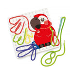 Set creativ Quercetti Fantafilo, 4 animale – planșă cu papagal și șnururi colorate