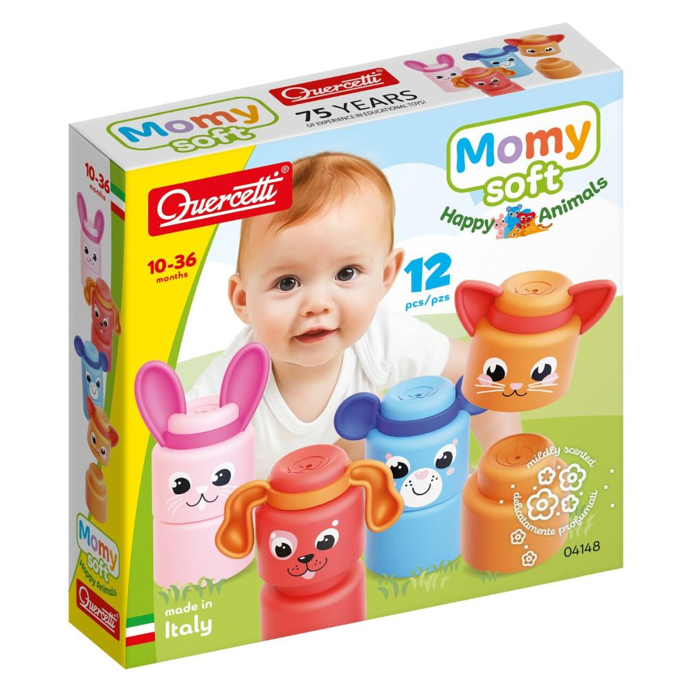 Set cuburi moi cu animale Quercetti Momy Soft