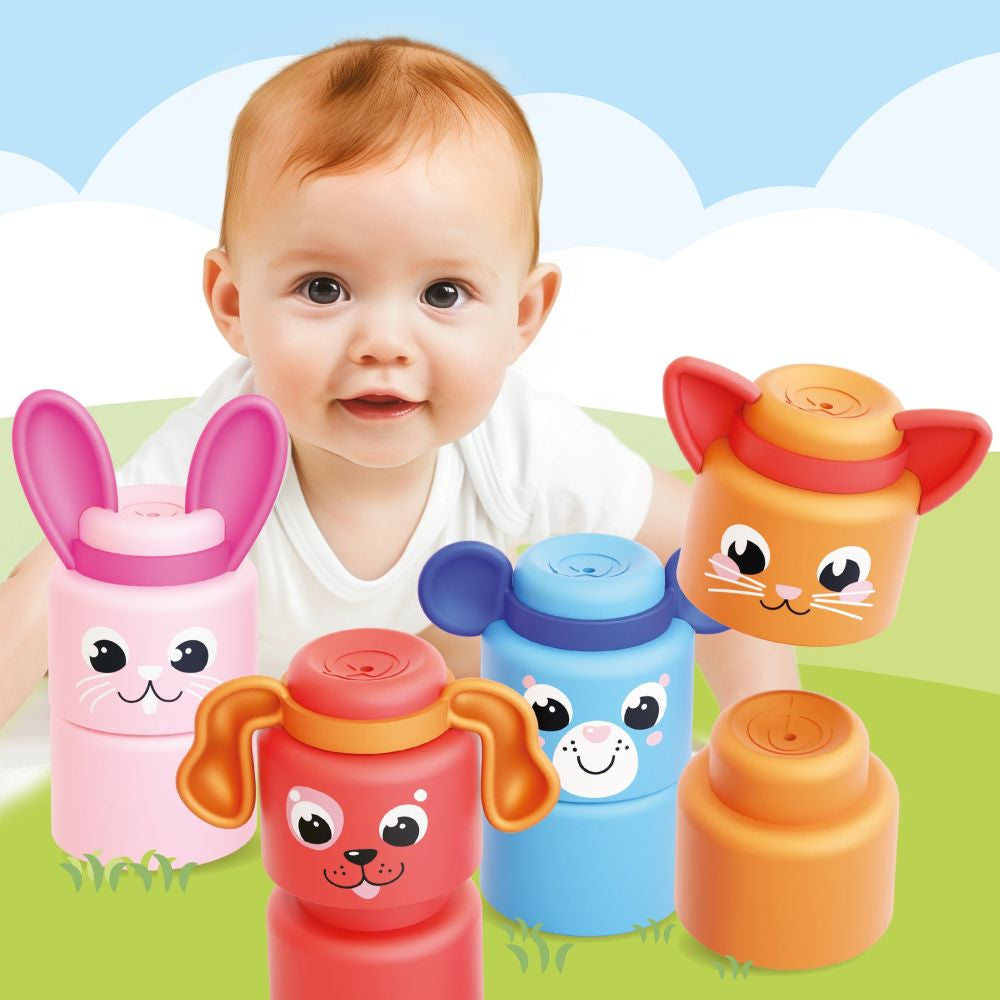 Set cuburi moi cu animale Quercetti Momy Soft