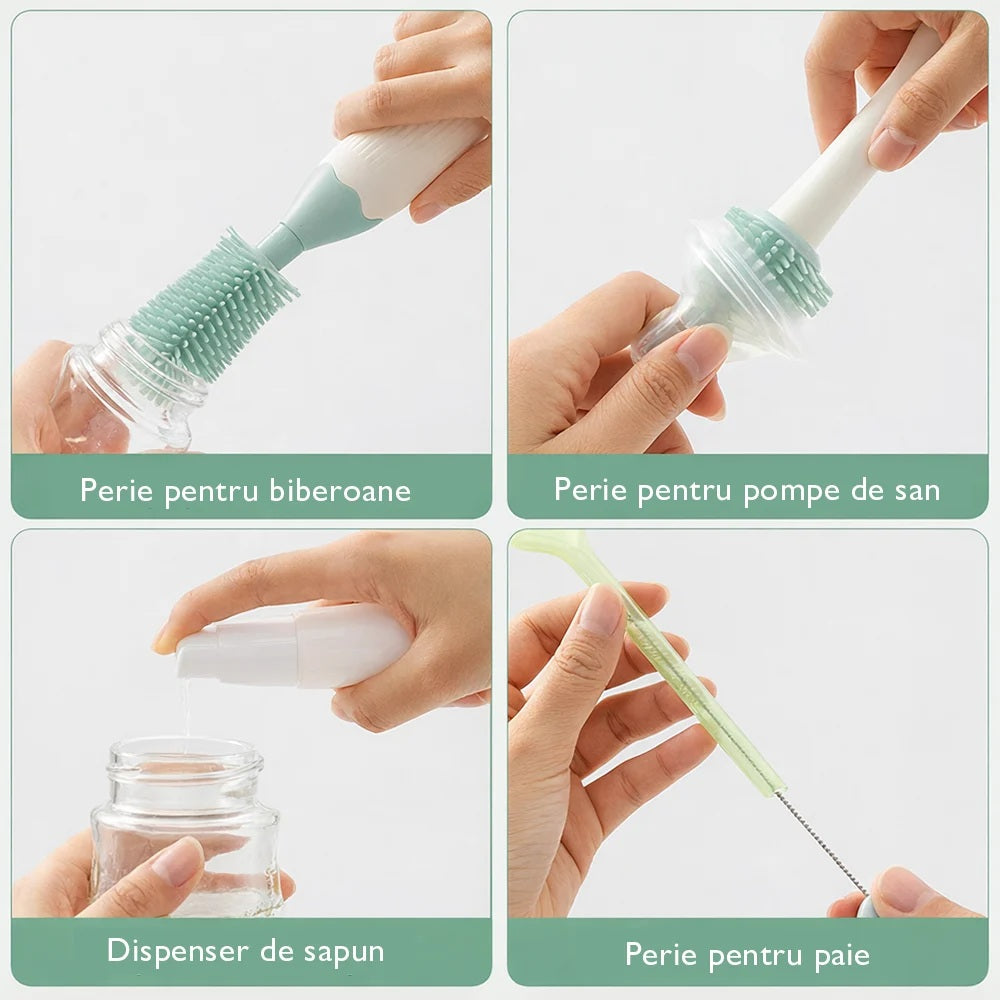 Kit perie biberoane Momcozy Push-Press
