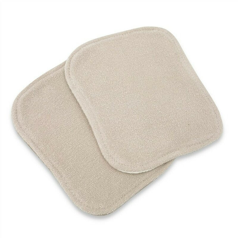 Set de 2 lavete, Qmini, Din bambus si muselina, Pentru ingrijirea corpului bebelusului, Materiale certificate Oeko Tex Standard 100, Mocha Cream si Warm Beige