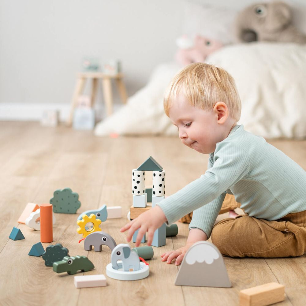 Set de constructie Done by Deer din lemn 34 piese Deer Friends