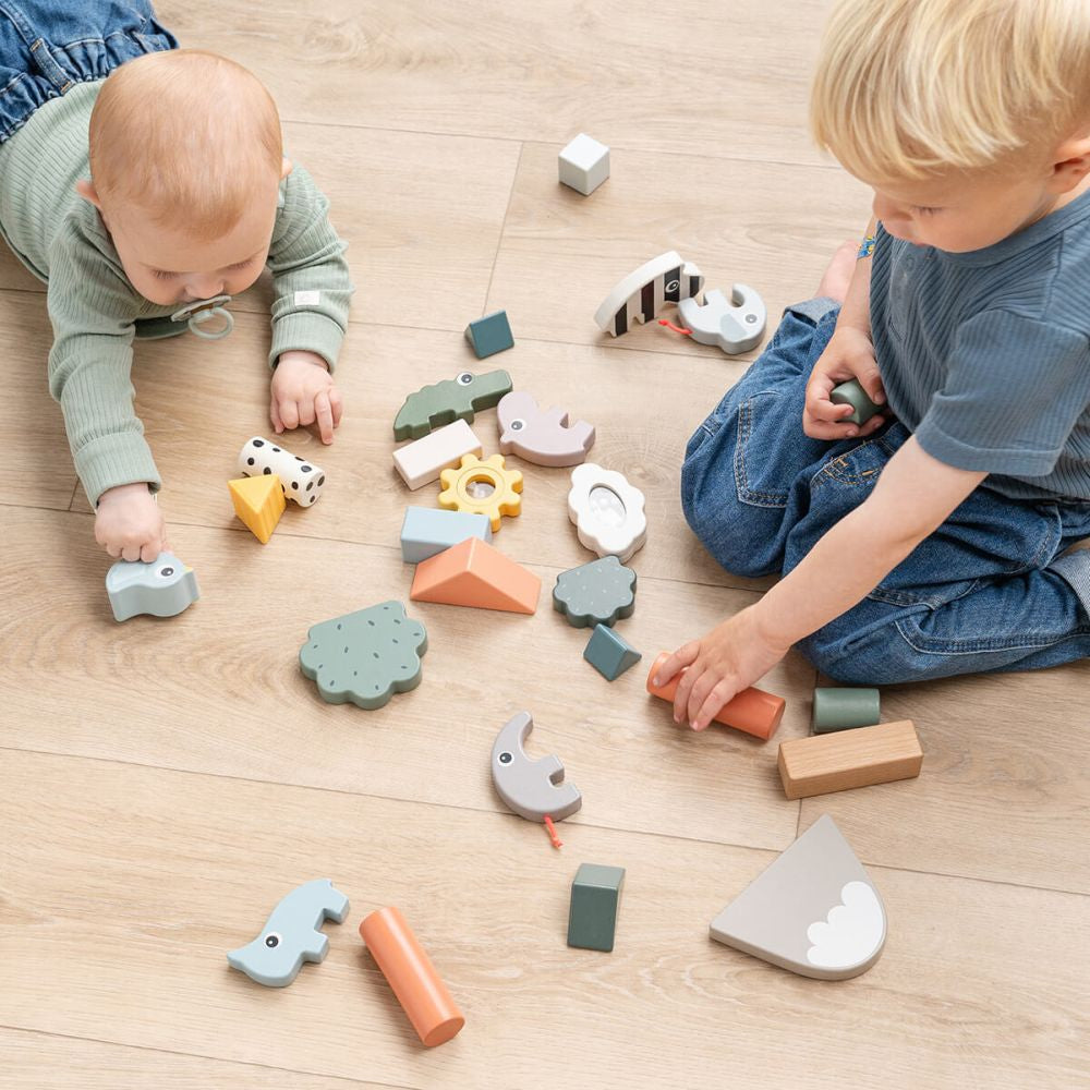 Set de constructie Done by Deer din lemn 34 piese Deer Friends