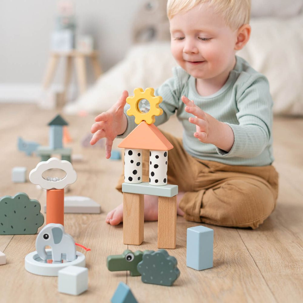 Set de constructie Done by Deer din lemn 34 piese Deer Friends