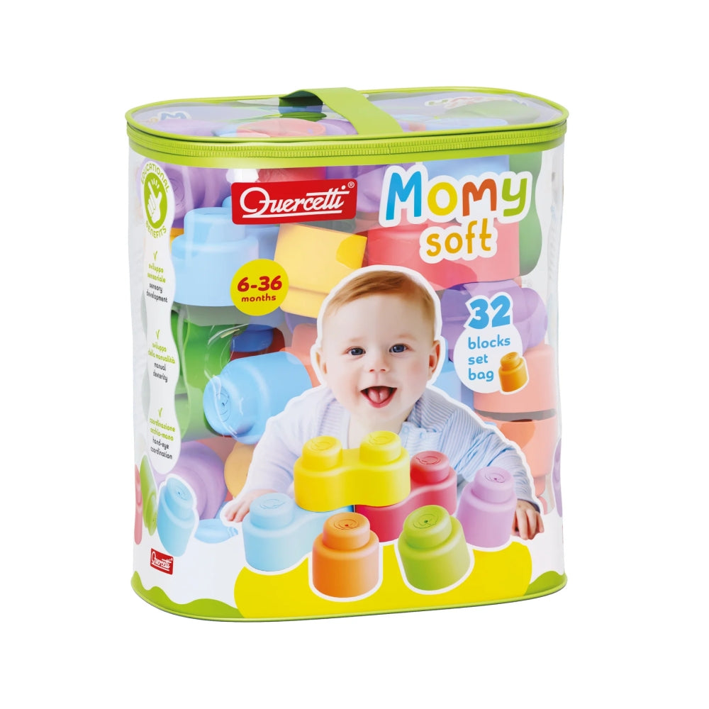 Set constructie Quercetti Momy Soft, 32 blocuri – geanta setului Momy Soft cu 32 de blocuri