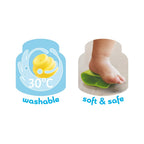 Set constructie Quercetti Momy Soft, 32 blocuri – prezentare a blocului și simbol de spălare