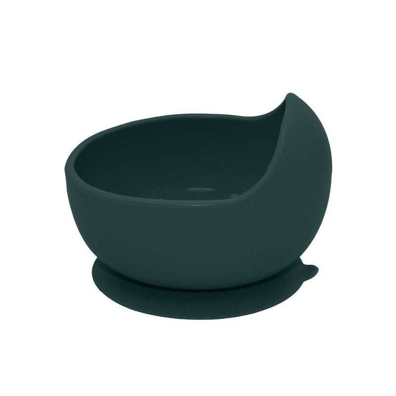 Set de hranire din silicon Petite&Mars Take&Match cu farfurie, bol si tacamuri, verde inchis