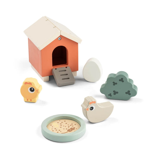Set de joaca din lemn Tiny Farm Done by Deer Clucky Multicolor